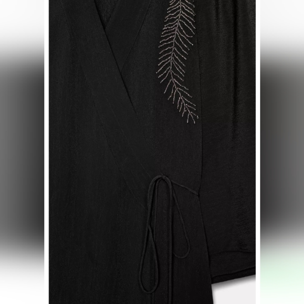 Zara Zw Collection Elegant Embroidered Beading Long Wrap Dress - Picture 6 of 13